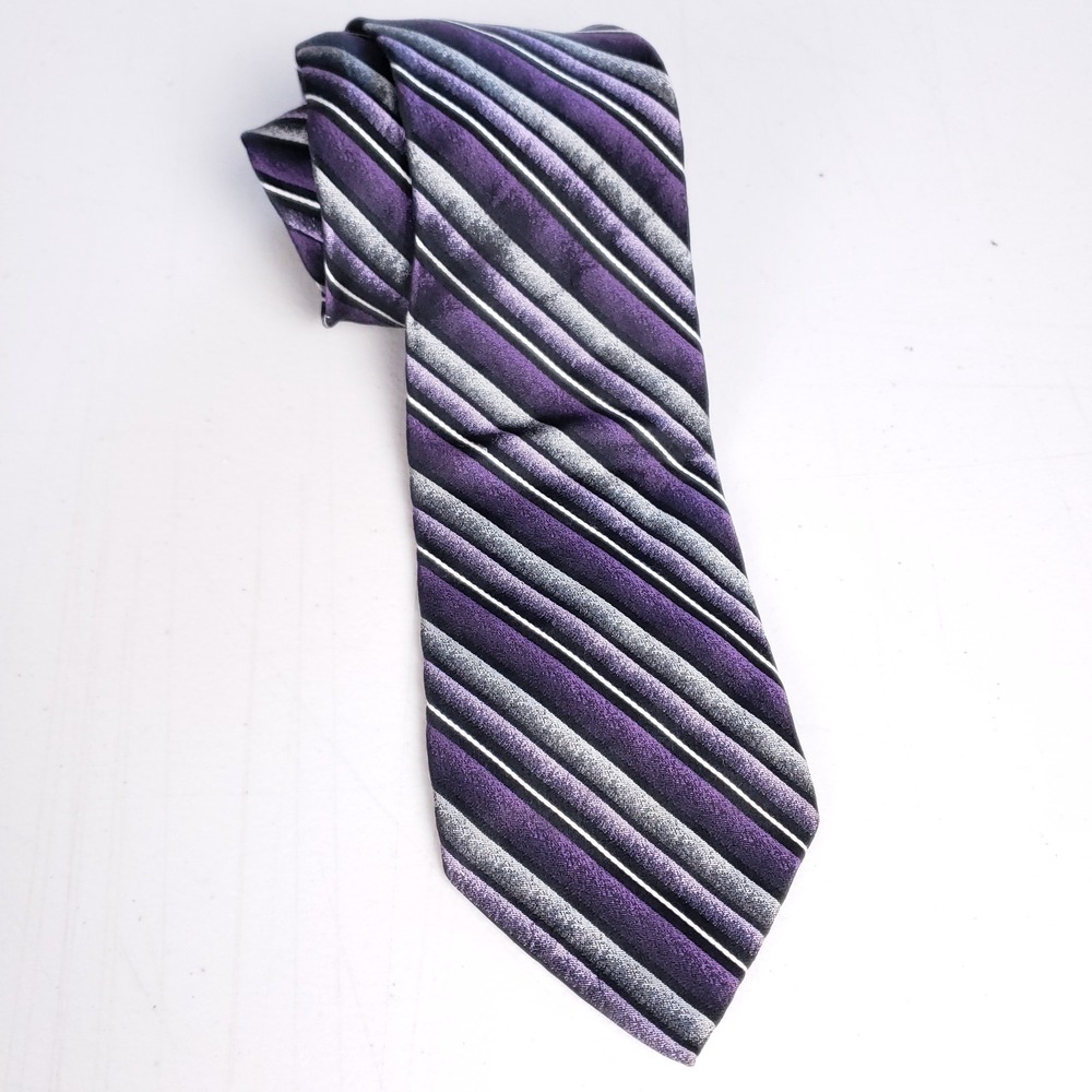 Pierre‎ Cardin Tie Classic Wide Purple Striped Executive Realness Y2K Revival